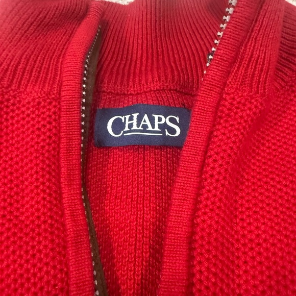 Bright nautical red chaps quarter zip elbow padded sweater men’s medium - Picture 2 of 9